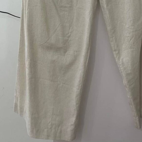 Beige Wide Leg Drawstring Pants - Picture 3 of 3